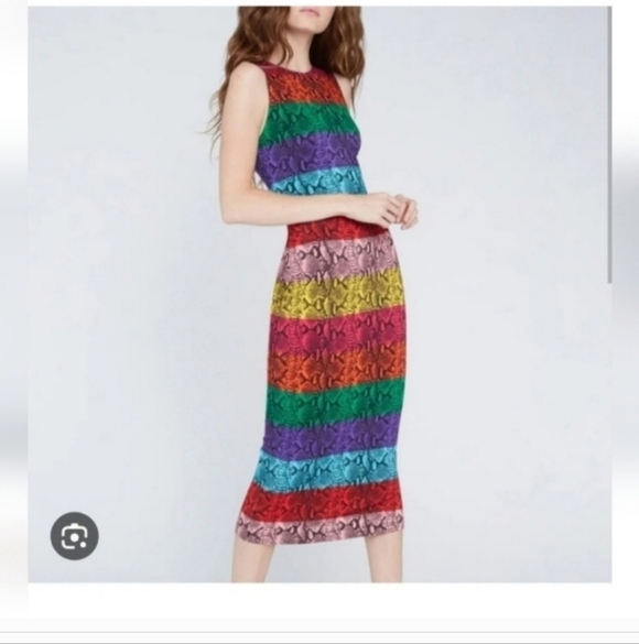 Alice + Olivia Delora Rainbow Snake Print Midi Dress Size 0 NWT $395 - Picture 5 of 14